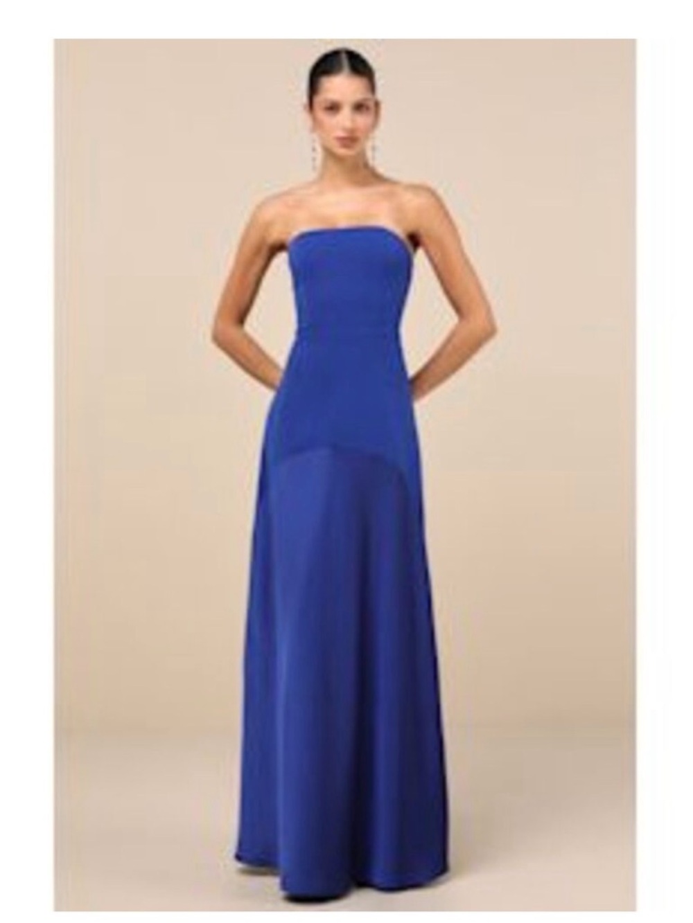 Lulus Women Compelling Style Strapless A-Line Maxi Dress Blue S